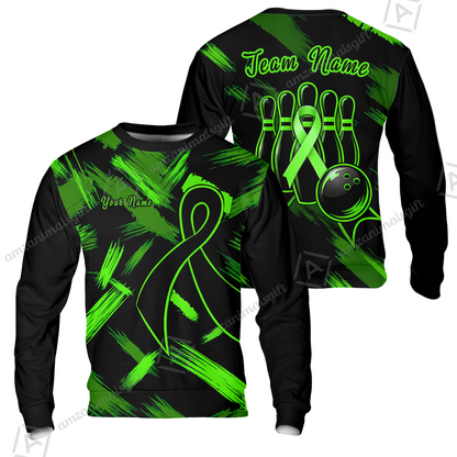 Customized Awareness Pink Blue Ribbon Bowling Jersey, Custom Name And Team Name For Bowlers