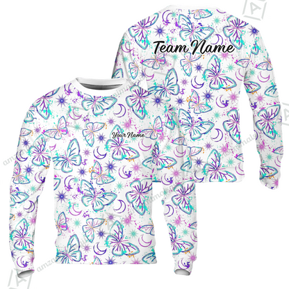 Custom Bowling Jersey Polo Shirt, Butterfly Moon Bowling, Custom Bowling Jersey Team Shirt For Players With Name & Team Name