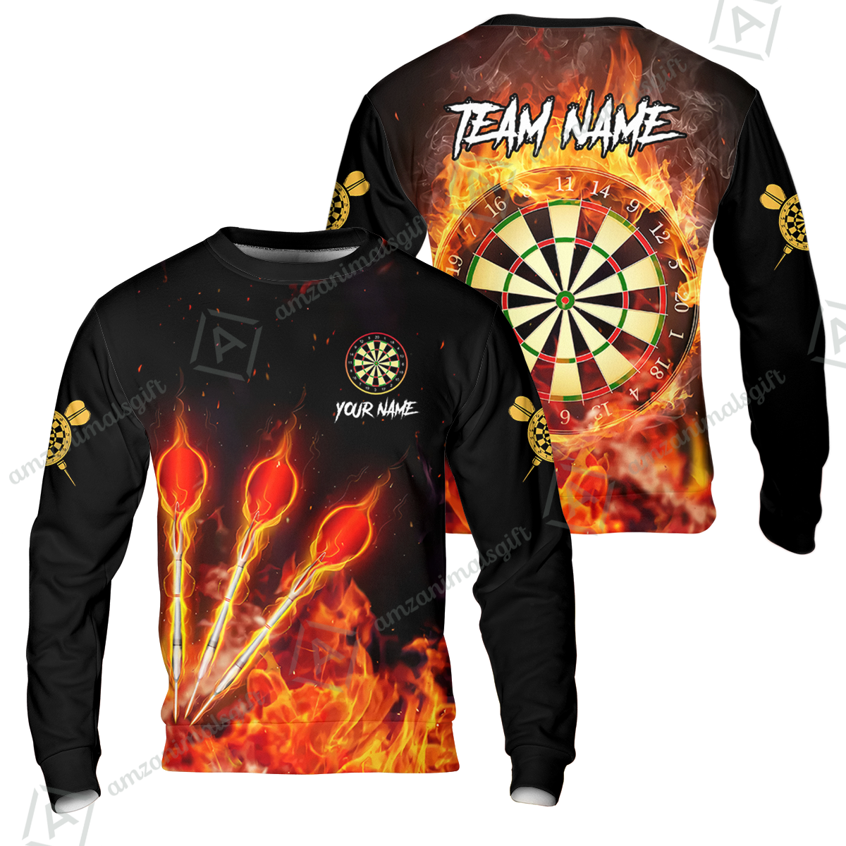 Custom Dart Jersey Team Shirt For Players, Dart Flame, Personalize Name and Team Name