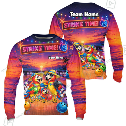 Custom Bowling Jersey Polo Shirt, Parrot Family, Custom Bowling Jersey Team Shirt For Players With Name and Team Name