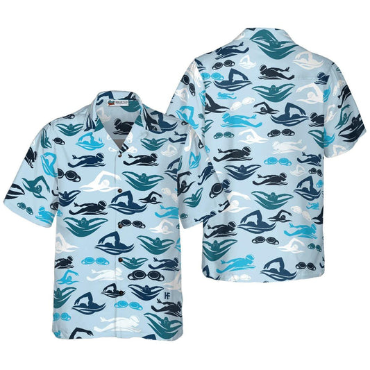 Swimming Aloha Hawaiian Shirt, Swimming Pattern Hawaiian Shirt, Swimming Hawaii Shirt For Summer - Perfect Gift For Men, Women, Swimming Lover, Friend - Amzanimalsgift