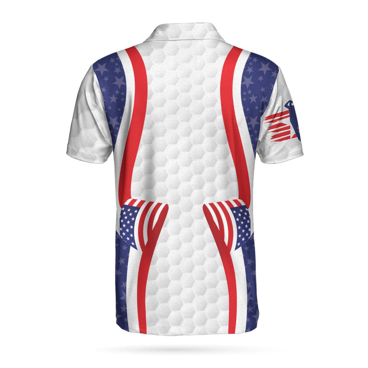 Symmetric Curve American Flag Golf Pattern Polo Shirt, USA Golf Polo Shirt, Patriotic Golf Shirt For Men - Best Gift For Golf Lovers - Amzanimalsgift