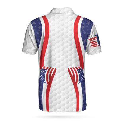 Symmetric Curve American Flag Golf Pattern Polo Shirt, USA Golf Polo Shirt, Patriotic Golf Shirt For Men - Best Gift For Golf Lovers - Amzanimalsgift