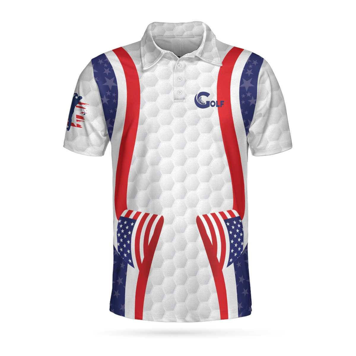 Symmetric Curve American Flag Golf Pattern Polo Shirt, USA Golf Polo Shirt, Patriotic Golf Shirt For Men - Best Gift For Golf Lovers - Amzanimalsgift