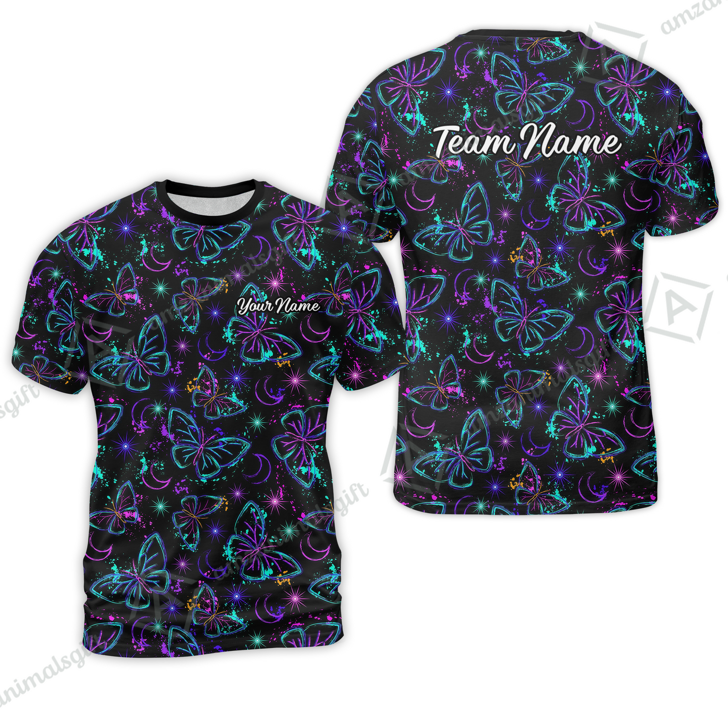 Custom Bowling Jersey Polo Shirt, Butterfly Moon Bowling, Custom Bowling Jersey Team Shirt For Players With Name & Team Name