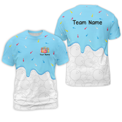 Customized Bowling Jersey Shirt, Ice Cream Sweet Melting Drip Bowling, Custom Bowling Team Shirt With Name and Team Name