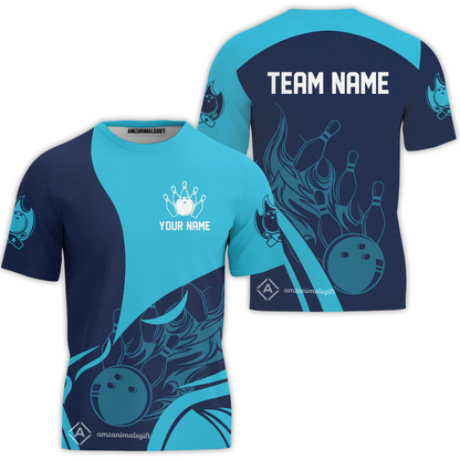 Customized Bowling T-Shirt, Flame Bowling Multicolor Custom Team Style Uniform T-Shirt, Outfit Jersey for Bowlers