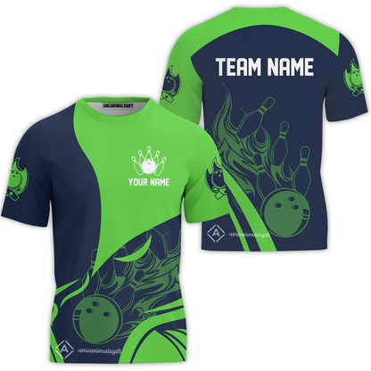 Customized Bowling T-Shirt, Flame Bowling Multicolor Custom Team Style Uniform T-Shirt, Outfit Jersey for Bowlers