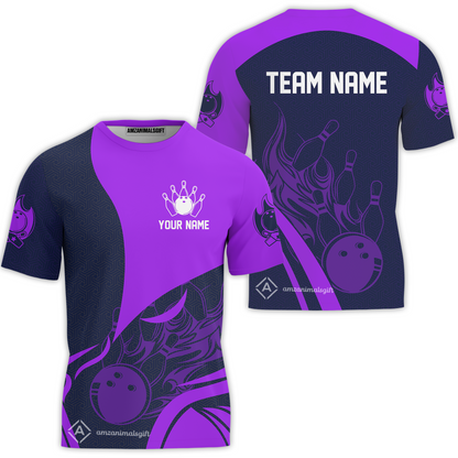 Customized Bowling T-Shirt, Flame Bowling Multicolor Custom Team Style Uniform T-Shirt, Outfit Jersey for Bowlers