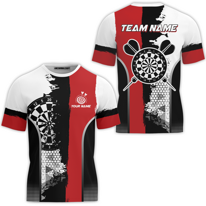 Custom Grunge Style Darts Team Jersey Polo Quarter-Zip Shirts, Custom Darts Team Jerseys Uniform, Personalized Name And Team Name