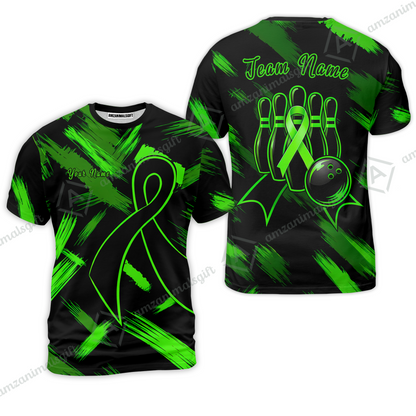 Customized Awareness Pink Blue Ribbon Bowling Jersey, Custom Name And Team Name For Bowlers