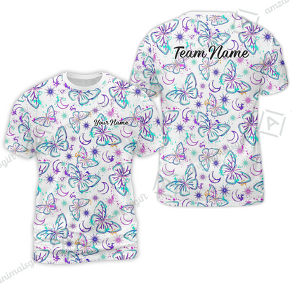 Custom Bowling Jersey Polo Shirt, Butterfly Moon Bowling, Custom Bowling Jersey Team Shirt For Players With Name & Team Name