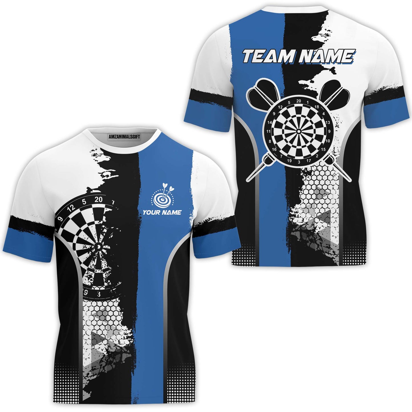 Custom Grunge Style Darts Team Jersey Polo Quarter-Zip Shirts, Custom Darts Team Jerseys Uniform, Personalized Name And Team Name