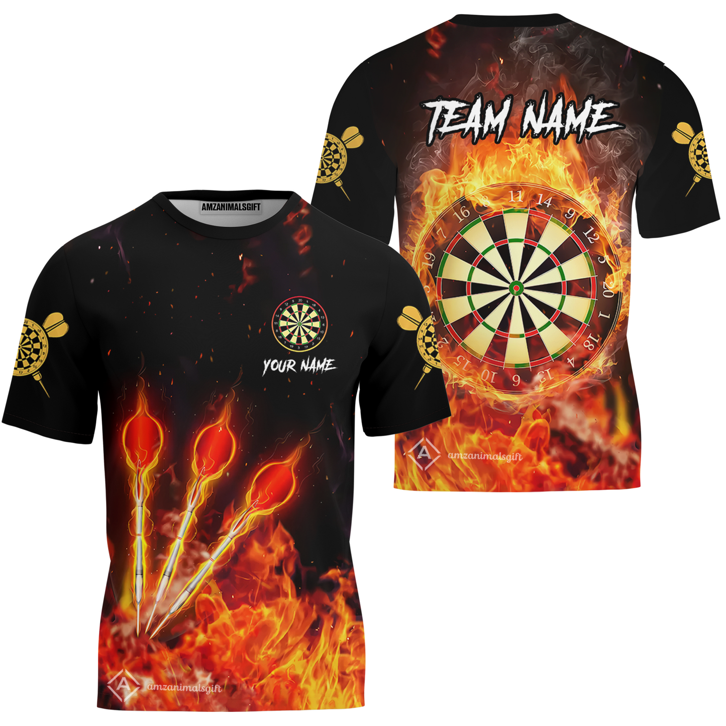 Custom Dart Jersey Team Shirt For Players, Dart Flame, Personalize Name and Team Name