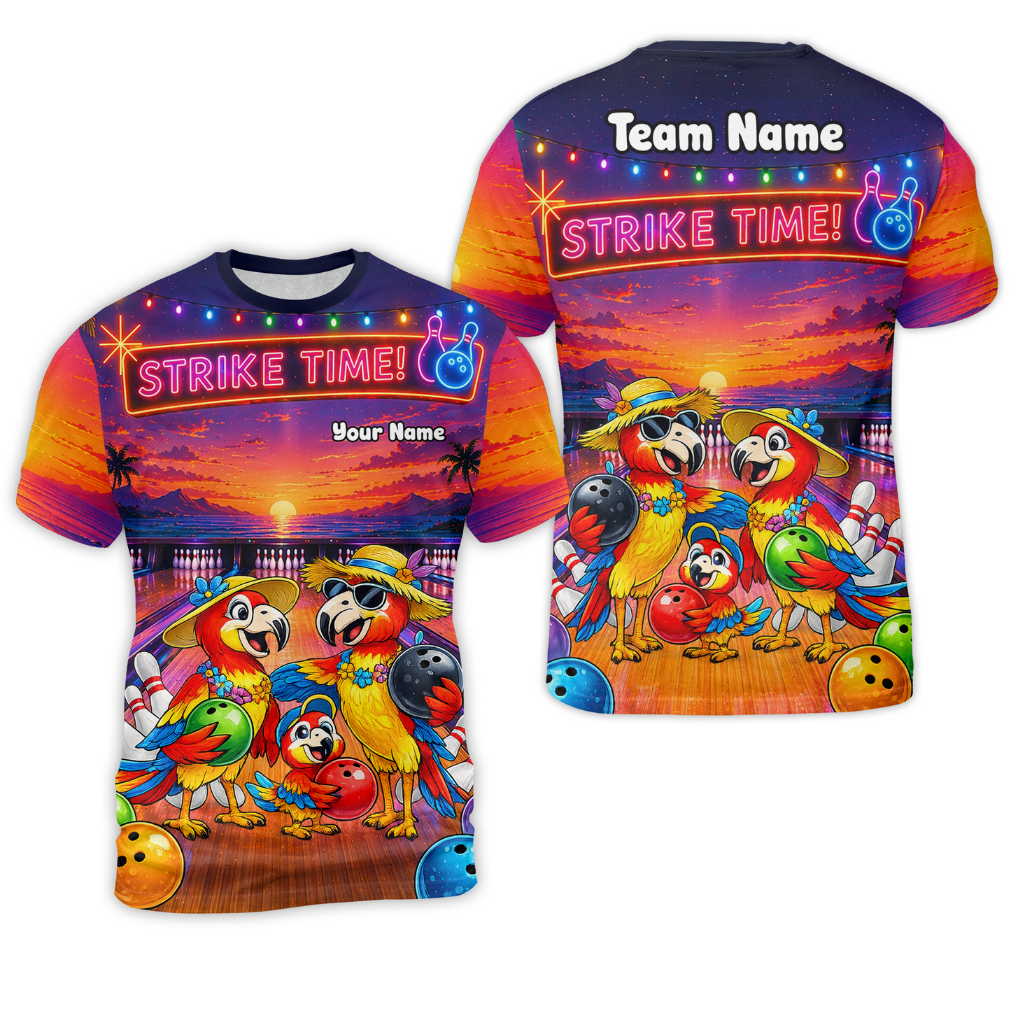 Custom Bowling Jersey Polo Shirt, Parrot Family, Custom Bowling Jersey Team Shirt For Players With Name and Team Name