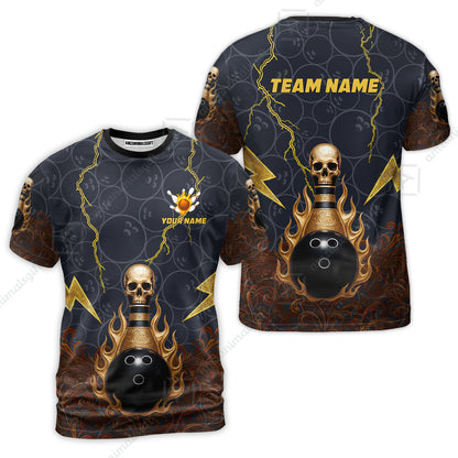 Custom Bowling Team Unisex Polo Shirt, Thunder Skull Strike Personalized Team Shirt, Custom Name and Team Name for Bowlers