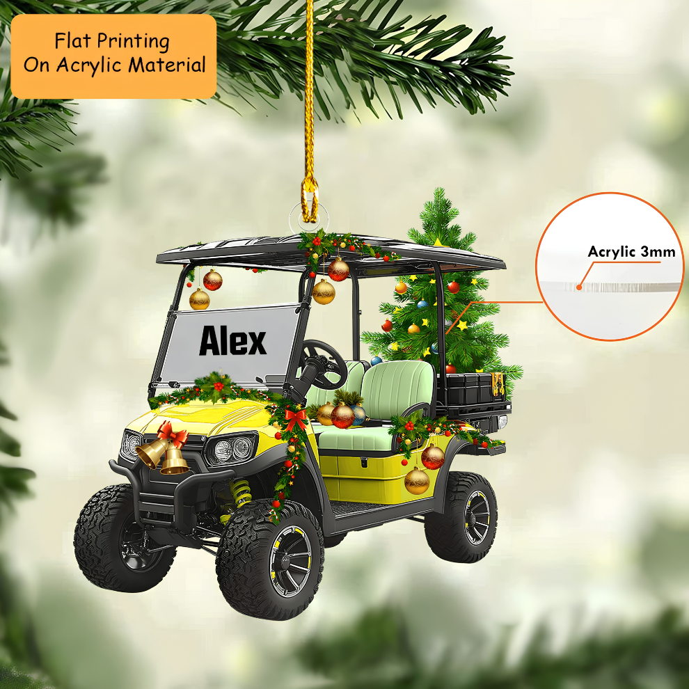 Personalized Golf  Cart Acrylic Ornament, Golf Keychain, Car Ornament, Christmas Ornament Gifts