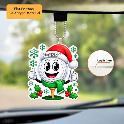 Personalized Golf Christmas Ornament, Happy Golf Ball, Custom Ornament Christmas Gift, Keychain Golf, Car Ornament Golf