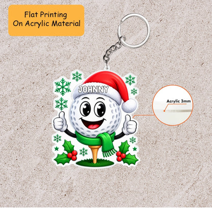 Personalized Golf Christmas Ornament, Happy Golf Ball, Custom Ornament Christmas Gift, Keychain Golf, Car Ornament Golf