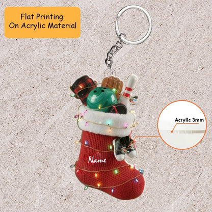 Personalized Bowling Ball Ornament, Bowling Christmas Keychain, Car Ornament, Christmas Ornament Gifts