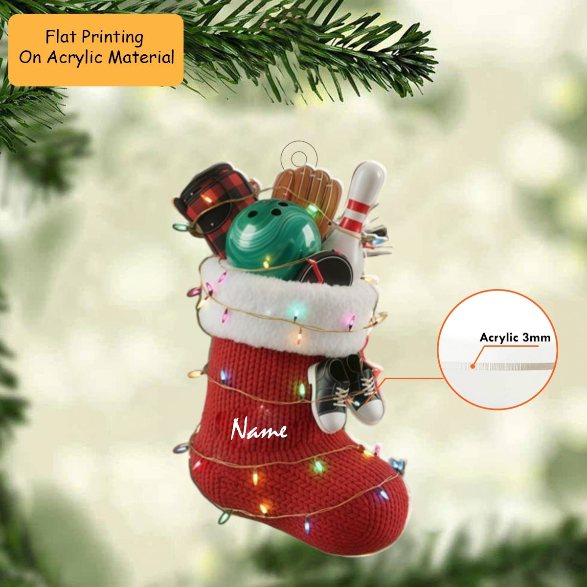 Personalized Bowling Ball Ornament, Bowling Christmas Keychain, Car Ornament, Christmas Ornament Gifts