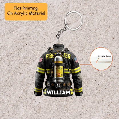 Personalized Firefighter Christmas Ornament, Firefighter Shirt, Custom Ornament Christmas Gift, Keychain Firefighter, Car Ornament Firefighter