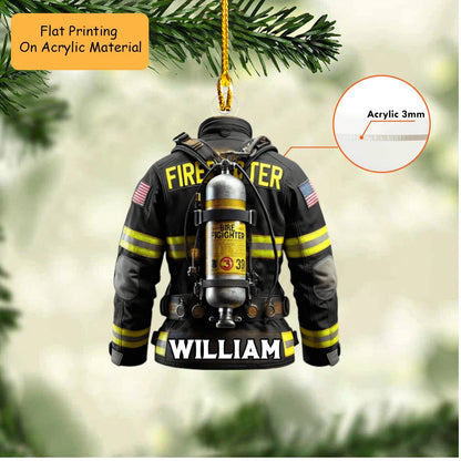 Personalized Firefighter Christmas Ornament, Firefighter Shirt, Custom Ornament Christmas Gift, Keychain Firefighter, Car Ornament Firefighter