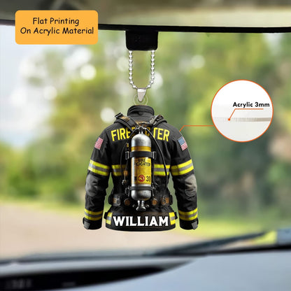 Personalized Firefighter Christmas Ornament, Firefighter Shirt, Custom Ornament Christmas Gift, Keychain Firefighter, Car Ornament Firefighter