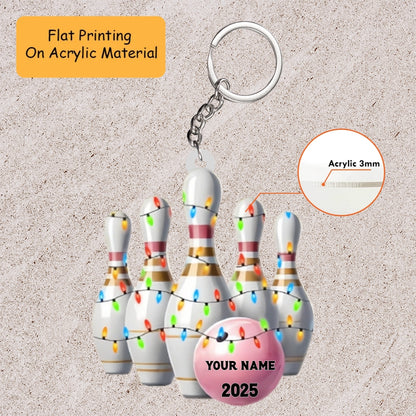 Personalized Bowling Ball Christmas Ornaments, Bowling Christmas Keychain, Car Ornament, Christmas Ornament Gifts