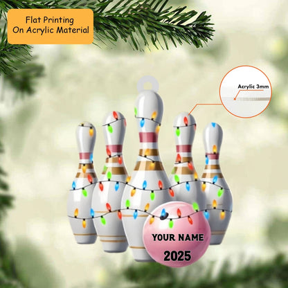 Personalized Bowling Ball Christmas Ornaments, Bowling Christmas Keychain, Car Ornament, Christmas Ornament Gifts