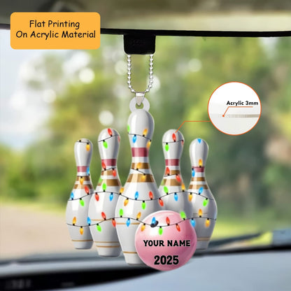Personalized Bowling Ball Christmas Ornaments, Bowling Christmas Keychain, Car Ornament, Christmas Ornament Gifts