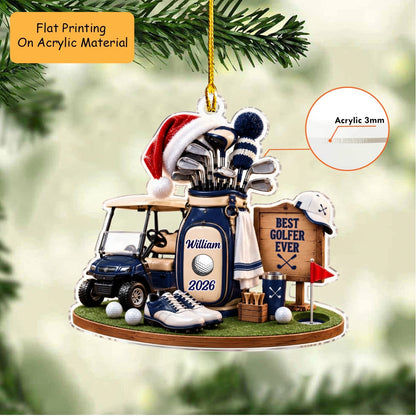 Personalized Golf Christmas Flat Printed Acrylic Ornament, Best Golfer Ever, Custom Ornament Christmas Gift, Keychain Golf, Car Ornament Golf