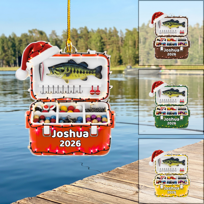 Personalized Fishing Christmas Flat Printed Acrylic Ornament, Fishing Tackle Box, Custom Ornament Christmas Gift, Keychain Fishing, Car Ornament Fishing