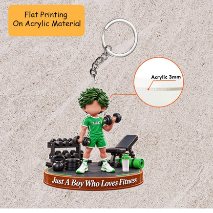 Personalized Fitness Christmas Flat Printed Acrylic Ornament, Just A Boy Who Loves Fitness, Custom Ornament Christmas Gift, Keychain Fitness, Car Ornament Fitness
