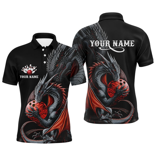 Customized Women Polo Shirt, Fierce Legendary Dragon Gripping A Bowling Ball, Uniform Bowling - Personalized Name And Team Name