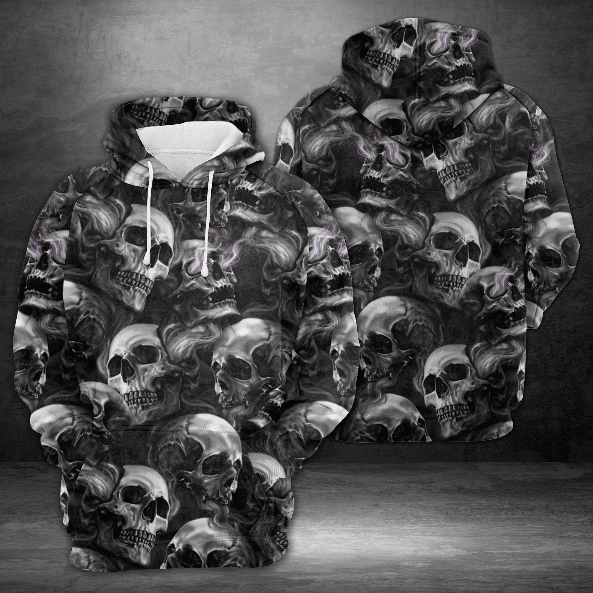 Skull Grey Smoke Pullover Premium Hoodie, Perfect Outfit For Men And Women On Christmas New Year Autumn Winter