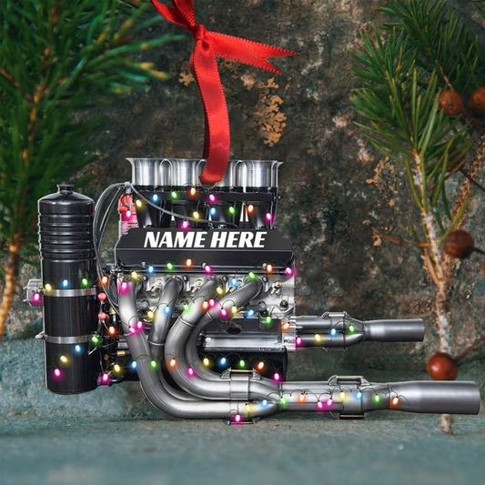 Custom Racing Acrylic Ornament, Dirt Track Racing Sprint Car Engine, Personalized Flat Acrylic Christmas Ornament Gift For Racers