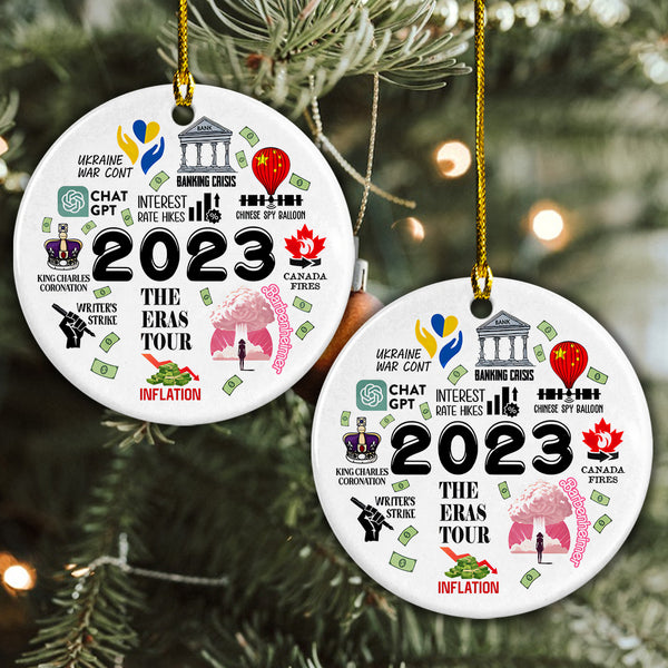 Ceramic Christmas Ornament - 2023 Commemorative Circle Ceramic Ornament, Perfect Gift For Christmas, Home Decoration