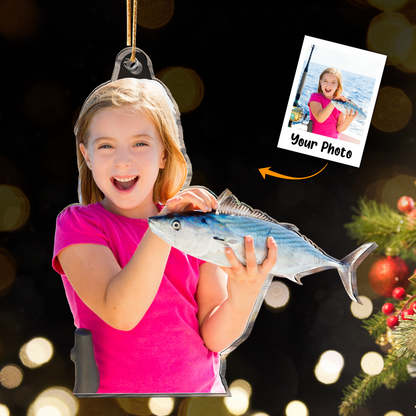 Personalized Acrylic Fishing Photo Ornament, Custom Your Fishing Photo Acrylic Ornament For Christmas, Perfect Gift For Fishing Lovers, Christmas