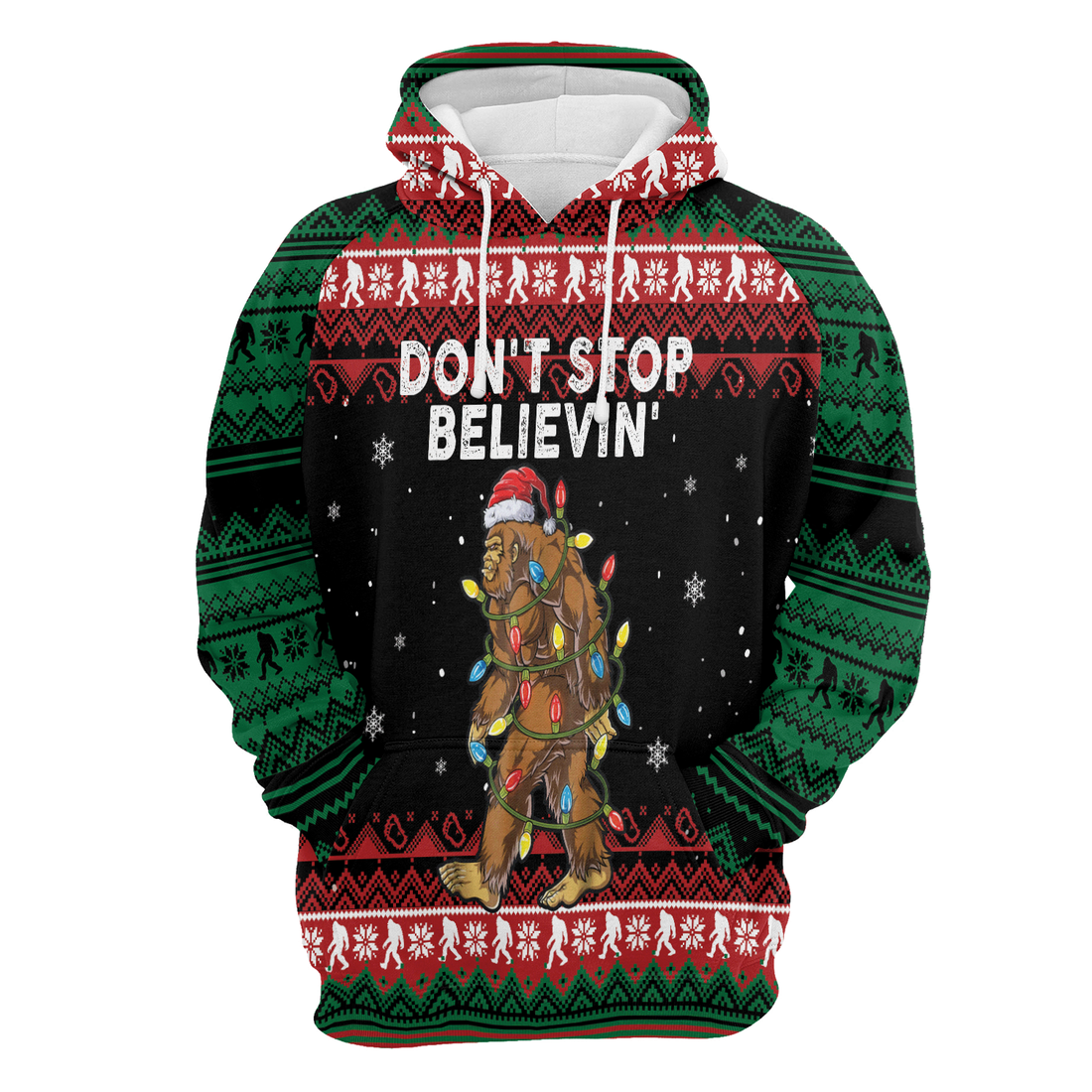 Bigfoot Xmas Premium Christmas Hoodie, Dont' Stop Believin' Funny Unisex Hoodie For Men & Women - Perfect Gift For Christmas, Bigfoot Lovers
