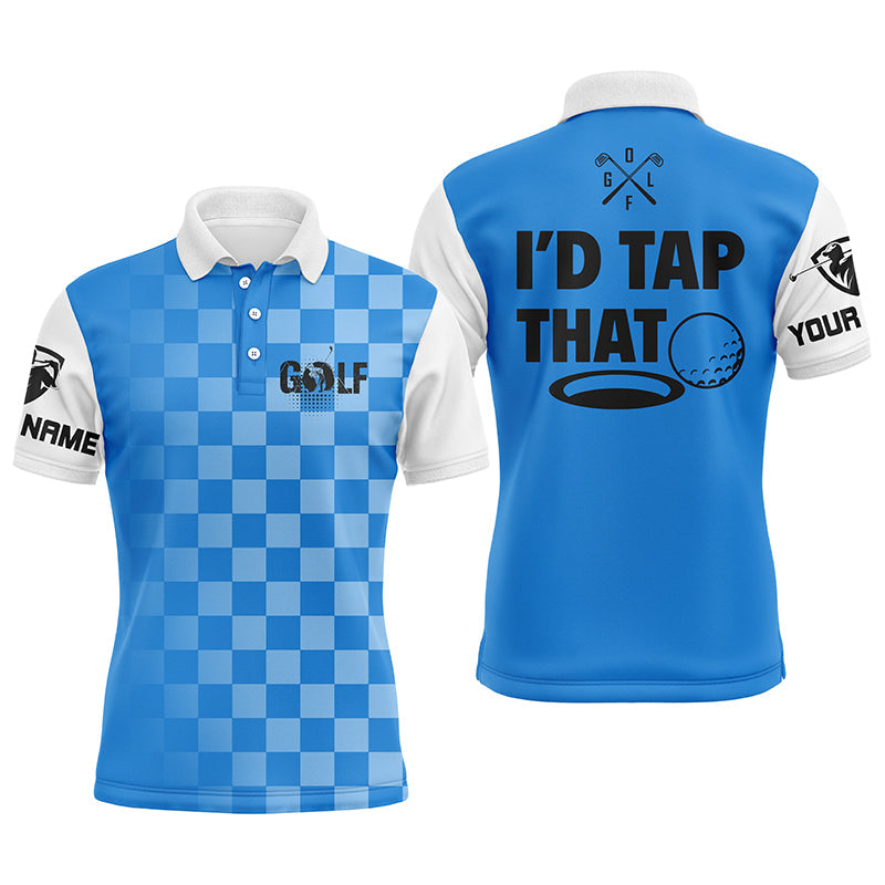 Custom Golf Long Sleeve Men Polo Shirt - Custom Name Gingham Pattern Apparel, I'd Tap That Men Polo Shirt - Perfect Polo Shirt For Men, Golfers