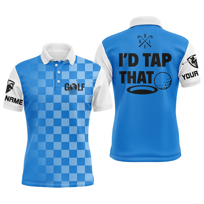 Custom Golf Long Sleeve Men Polo Shirt - Custom Name Gingham Pattern Apparel, I'd Tap That Men Polo Shirt - Perfect Polo Shirt For Men, Golfers