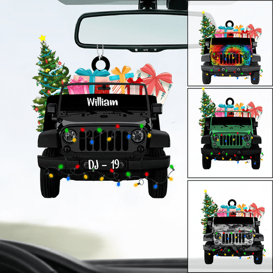 Custom Jeep Acrylic Car Hanging Ornament, Personalized Jeep Car & Christmas Gift Acrylic Car Hanging Ornament For Off-Road Car Lover