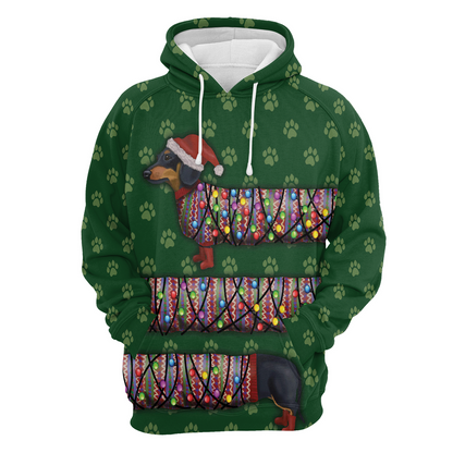 Dachshund Xmas Premium Christmas Hoodie, Dachshund Lights Christmas Unisex Hoodie For Men & Women - Perfect Gift For Christmas, Dachshund Lovers