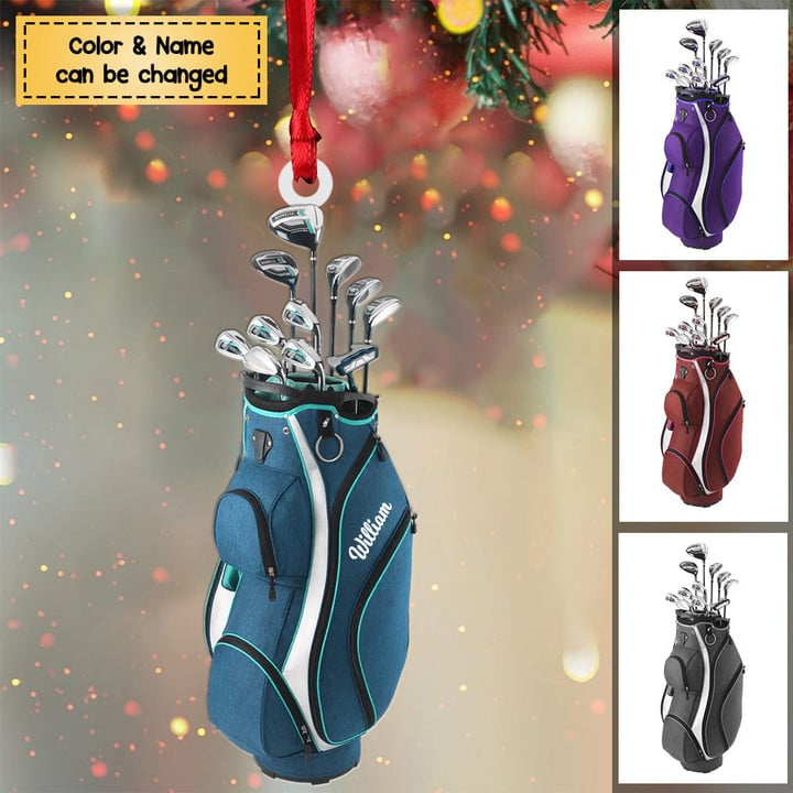Custom Golf Acrylic Christmas Ornament, Personalized Golf Bag Acrylic Ornament For Golf Lover, Christmas, New Year