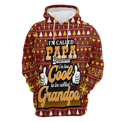 Papa Premium Christmas Hoodie, Papa Too Cool To Be Called Grandpa Unisex Hoodie For Men & Women - Perfect Gift For Christmas, Friends, Family