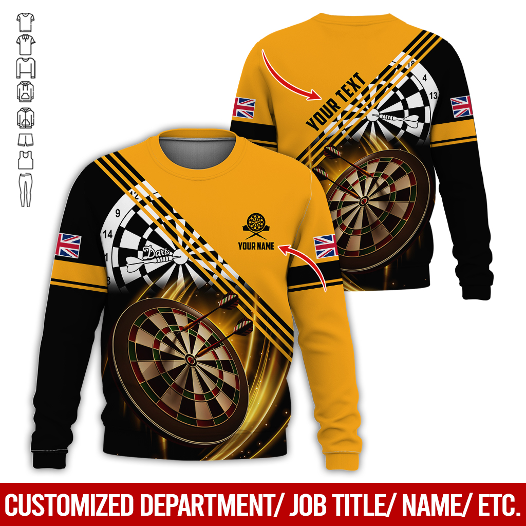 Customized Darts Sweatshirt, Personalized National Flag & Darts Pattern Sweatshirt For Men & Women, Perfect Gift For Darts Lovers, Friend, Family