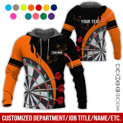 Customized Name & Text Darts Premium Hoodie, Darts & Moss Pattern Hoodie, Perfect Gift For Darts Lovers, Friend, Family