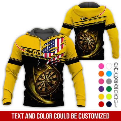 Personalized American Flag Darts Premium Hoodie ,Customized Name & Text Darts Premium Hoodie, Perfect Gift For Darts Lovers, Darts Player
