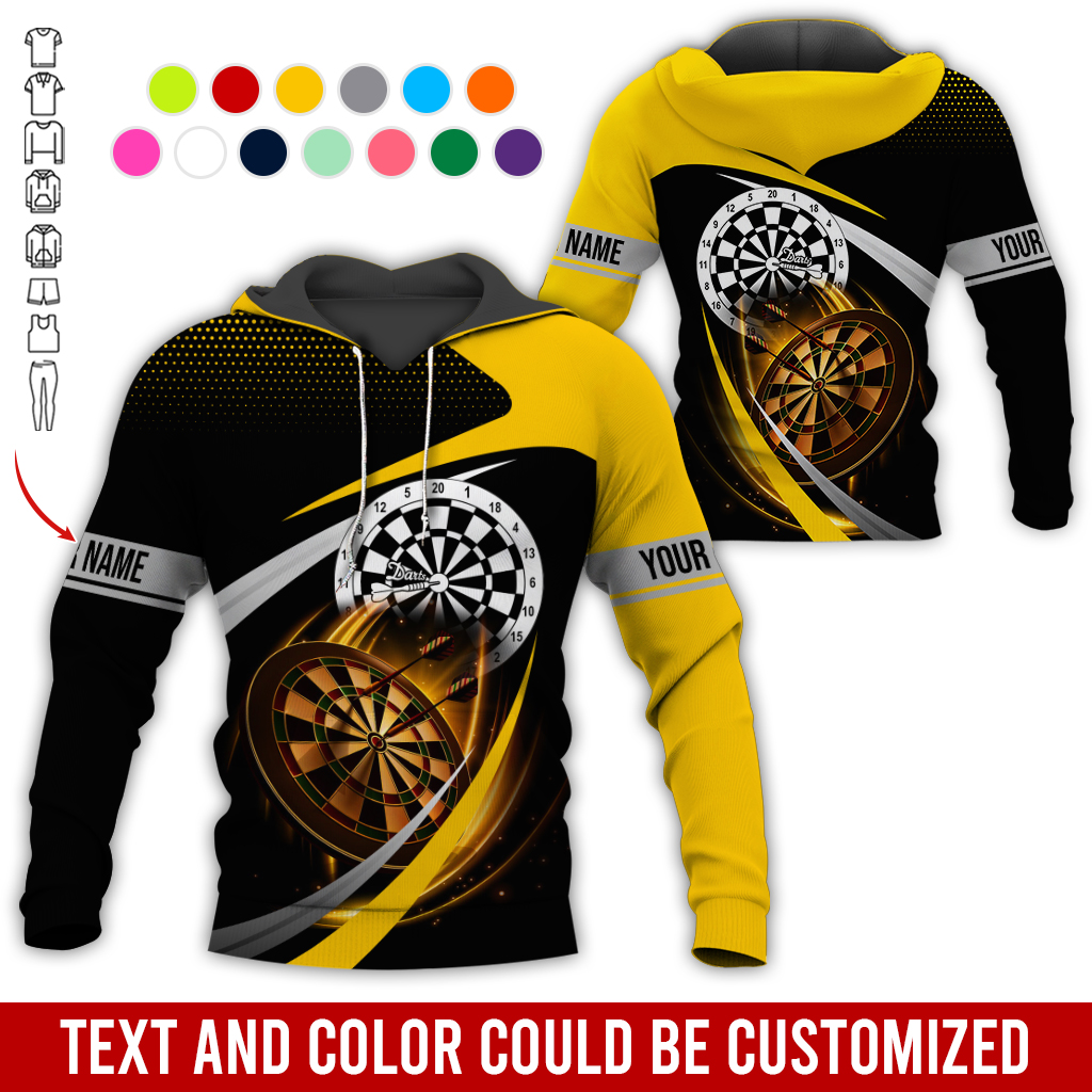 Personalized Darts Premium Hoodie, Customized Name & Text Darts Spot Pattern Black Hoodie, Perfect Gift For Darts Lovers, Friend, Family